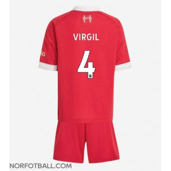 Billige Fotballdrakt Liverpool Virgil van Dijk #4 Replika Hjemmedraktsett Barn 2025-26 Kortermet (med bukser)